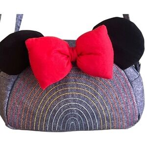 Mini Mouse Rainbow Purse Ears Small Crossbody Adjustable Denim Bow Tie Disney‎
